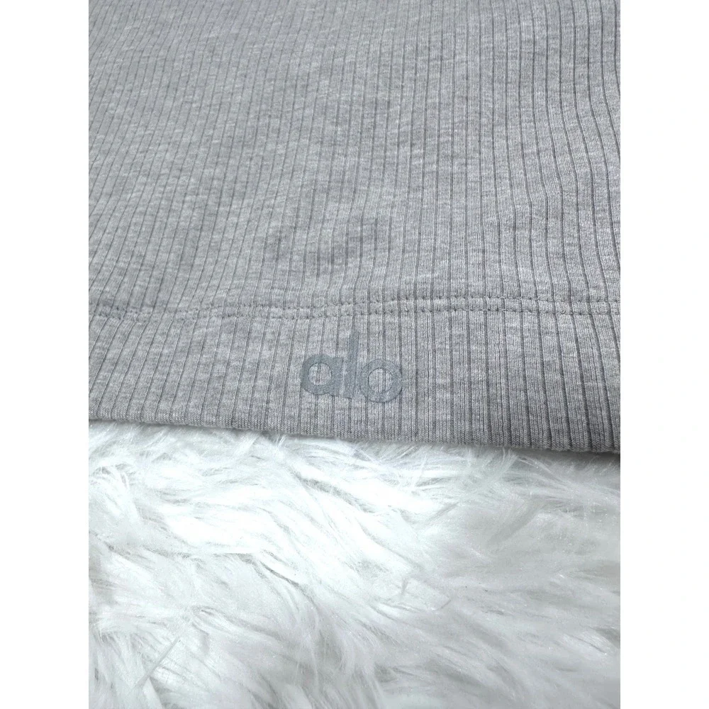 Alo Yoga Ribbed Defined‎ Long Sleeve Bra *Heather Grey Size Small